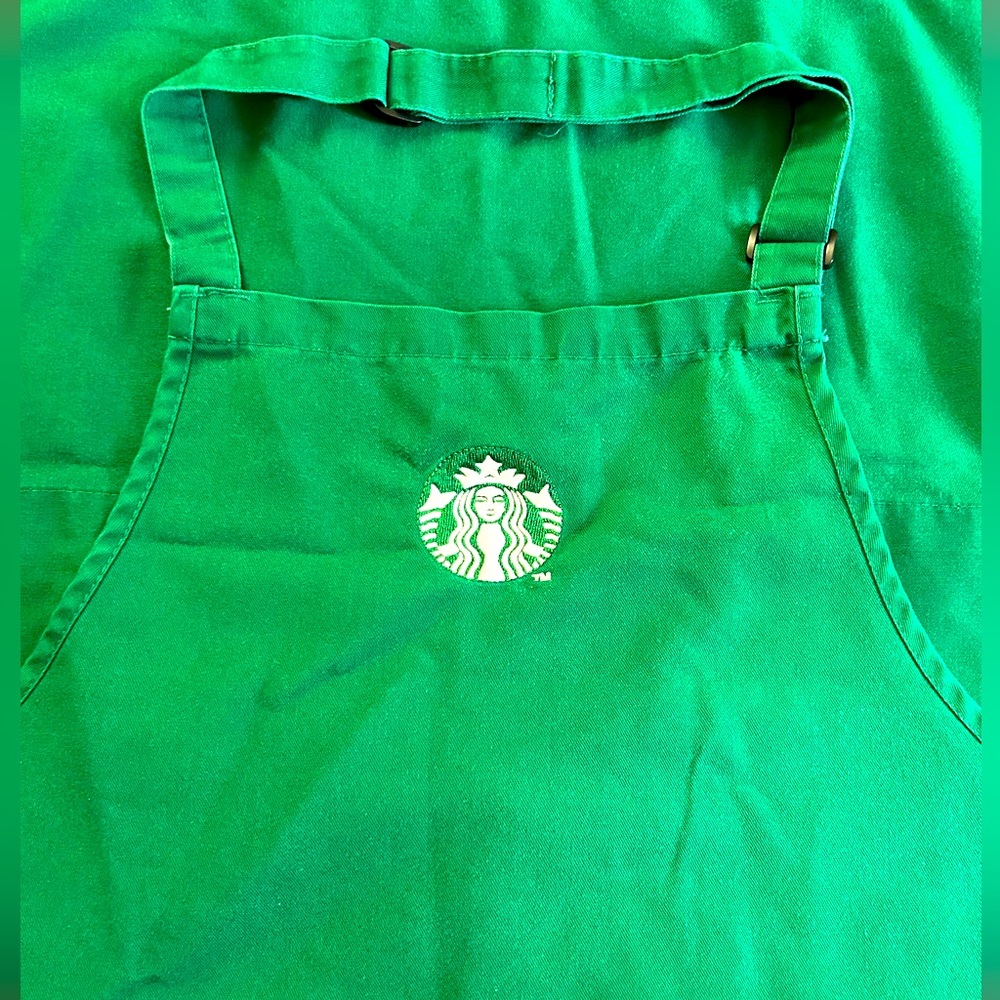 STARBUCKS GREEN EMPLOYEE BARiSTA APRON💚 HAS 2 OPEN POCKETS - TiES